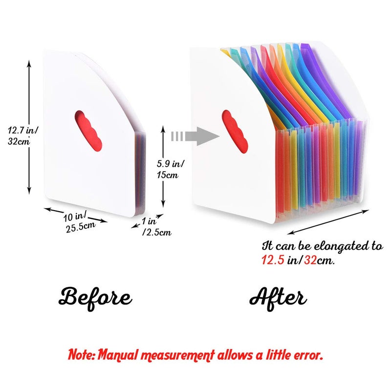 SAYEEC 13 Pockets Vertical Expanding File Folder Plastic Accordion File Organizer Desk Stand Magazine Holder Letter Size A4 Documents Storage Space Saver for Office Home Class - Image 1
